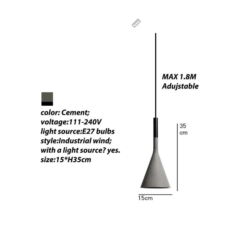 Modern conical cement-colored decorbites concrete pendant lights with black stem for kitchen and dining room decorbites concrete pendant