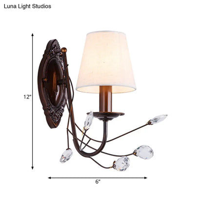 DecorBites™ DecorBites™ Modern Conical Fabric Wall Sconce - White 1/2-Light Fixture with Crystal Accent