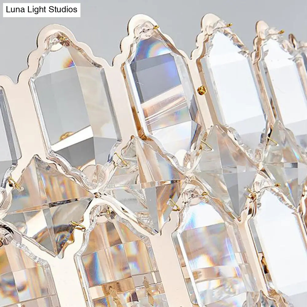 Lámpara colgante cónica moderna: Araña de cristal K9, 6/8 luces, color champán, 40,6/49,5 cm de ancho