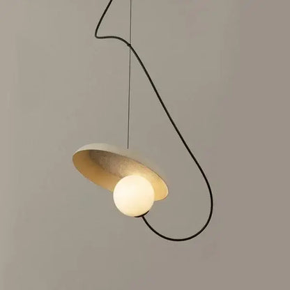 Modern pendant light with sleek black cord, matte white shade, and gold inner lining for decorbites grid color led use