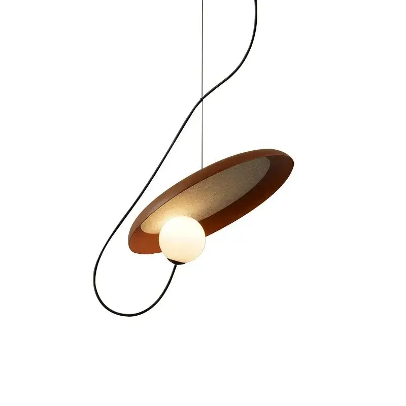 Modern copper and black grid led pendant light with a bronze curved metal shade and frosted glass bulb for dining room decorbites grid led