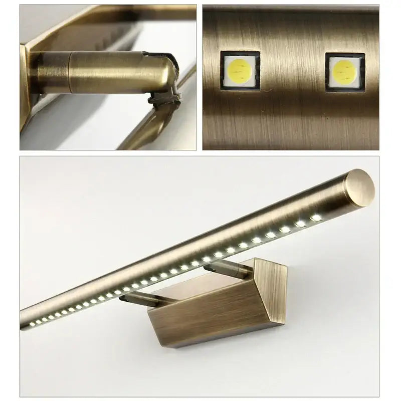 Brass-finished led wall-mounted bathroom mirror light with sleek cylindrical design for modern decorbites copper bathroom