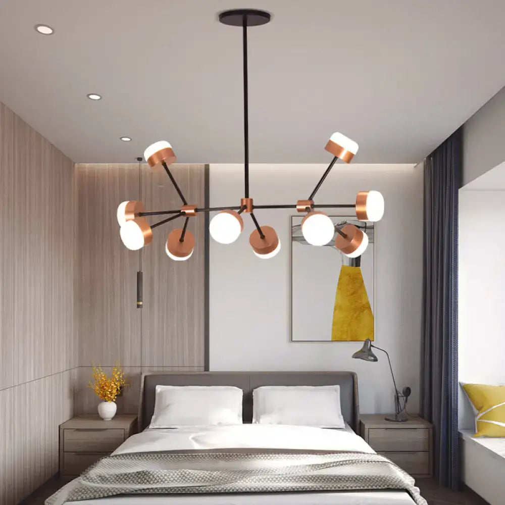DecorBites™ modern sputnik gold ceiling island pendant light with copper and black finish and spherical bulb base