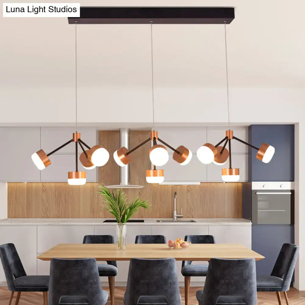 DecorBites™ modern ceiling island pendant light with copper and black finish, spherical glass shades, and bulb base
