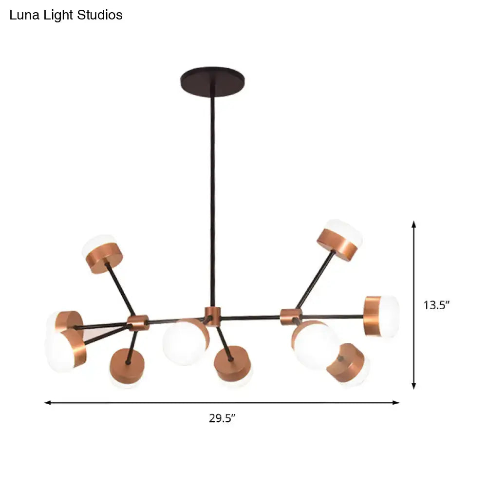 Modern copper and black metal DecorBites pendant light with frosted glass globe shades for ceiling island bulb base use