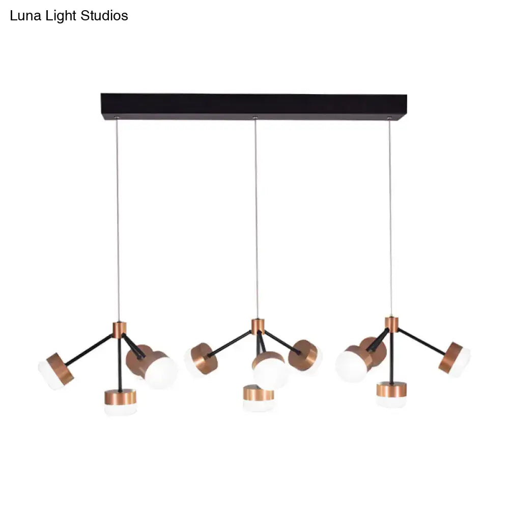 DecorBites modern sputnik gold pendant light with copper arms black metal and white globe bulb base for ceiling island