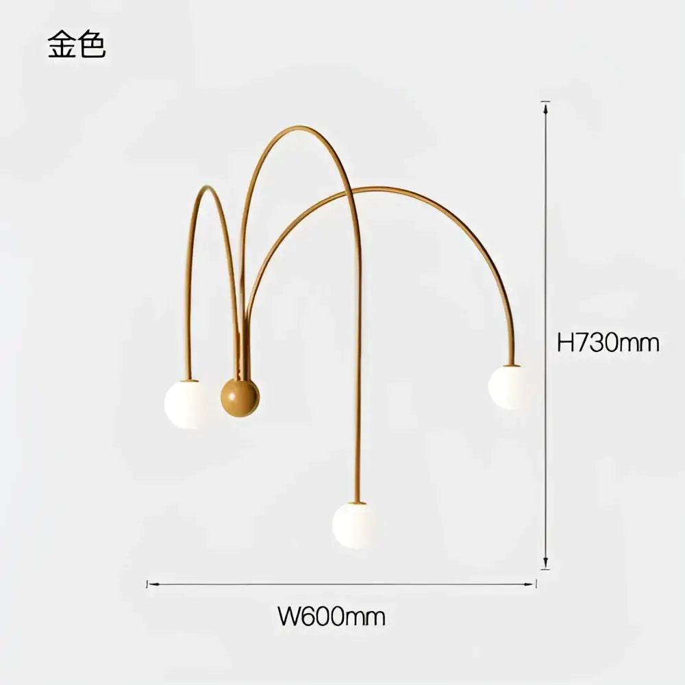Modern copper branch glass wall lamp with gold curved arms and white spherical shades for living room decorbites branch glass
