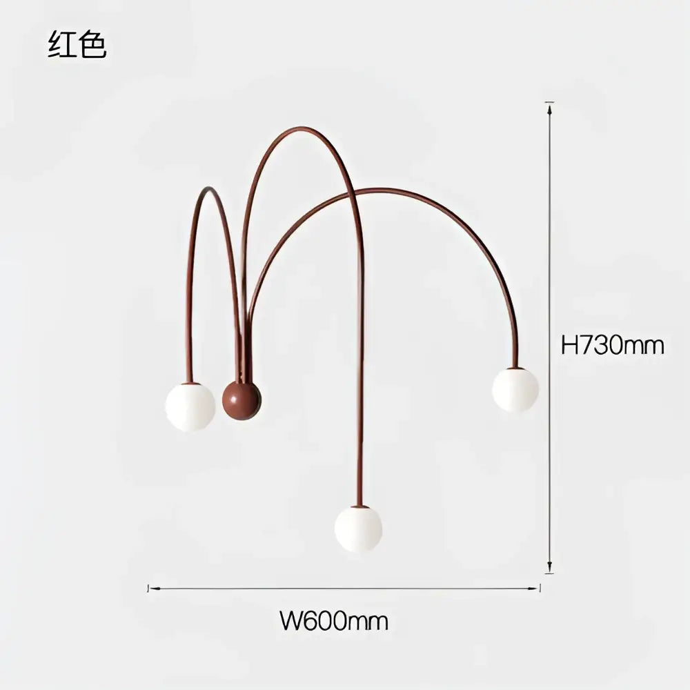 Modern copper branch glass wall lamp with red arc-shaped floor lamp featuring three curved arms and white bulbs for living room decorbites branch glass