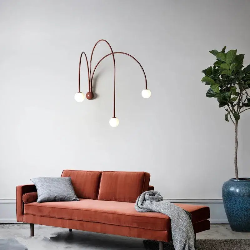Rustic copper-toned modern copper branch glass wall lamp with three white bulbs for living room decorbites branch glass wall lamp