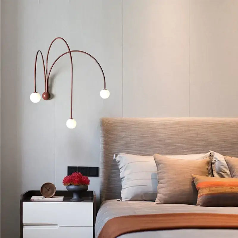 Modern copper branch glass wall lamp with three curved arms and white bulbs ideal for living room wall lamp decorbites branch glass