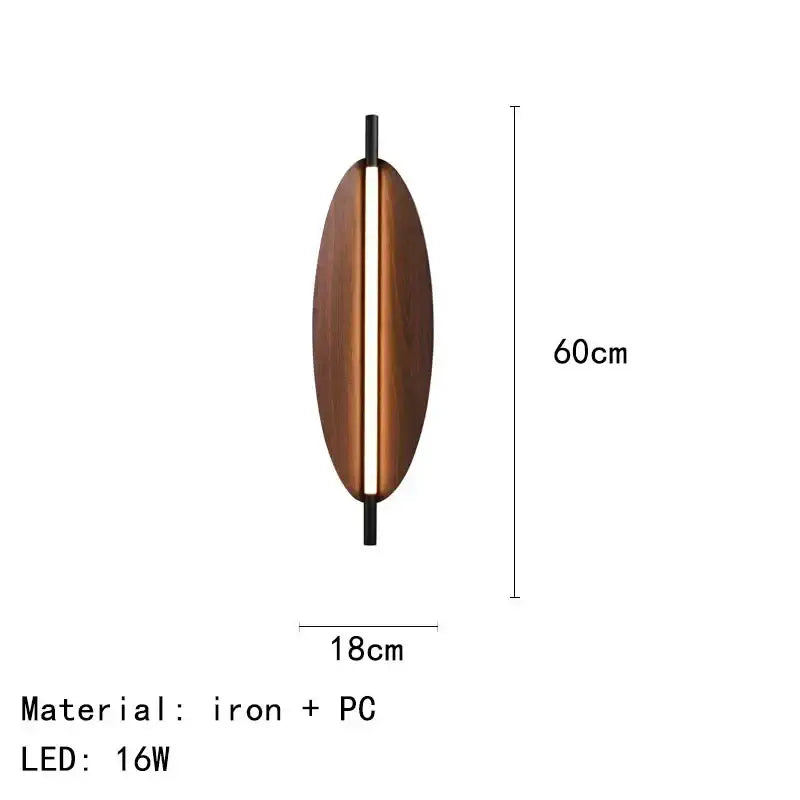 Modern copper brown metal leaf wall sconce with warm led light strip in iron and pc frame for bedroom decorbites brown metal