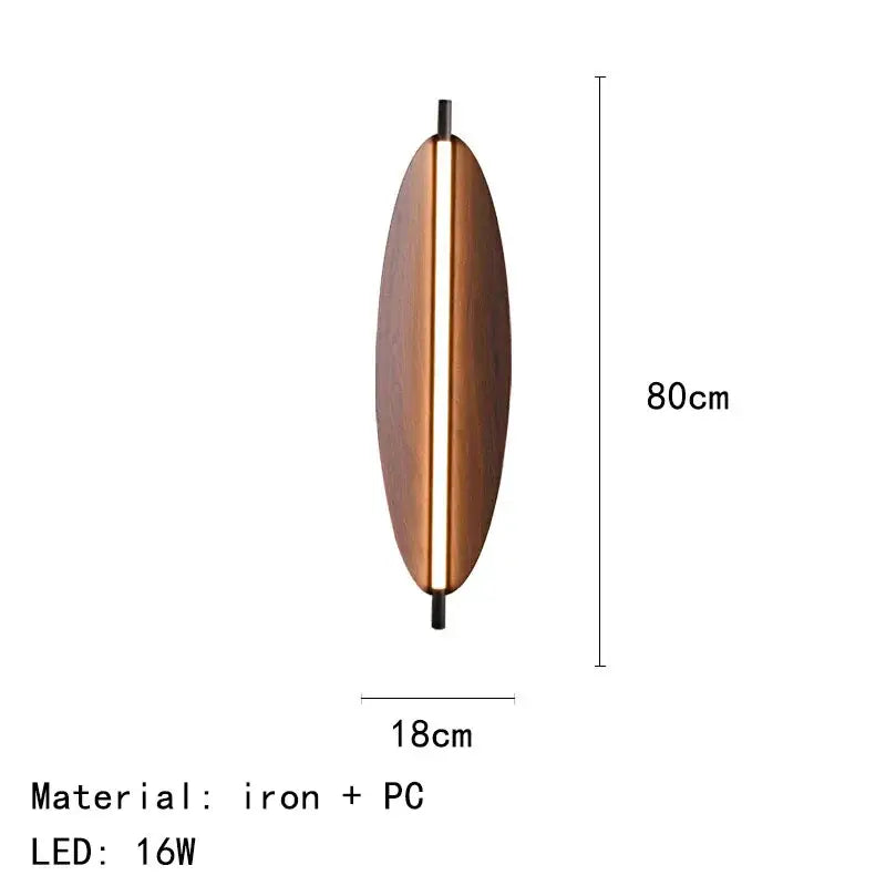 Modern copper brown metal leaf wall sconce with sleek iron frame and integrated 16w led light strip for decorbites lighting