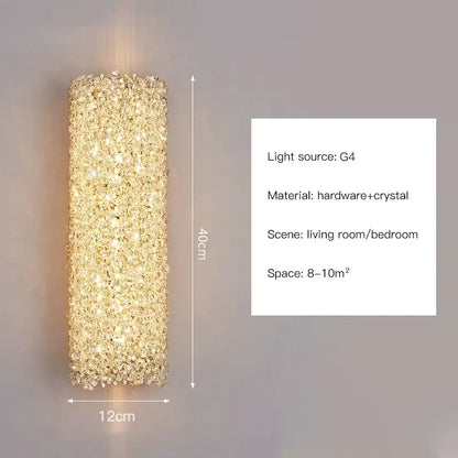 Modern copper crystal wall sconce with shimmering gold textured surface and embedded lights for living room decorbites crystal wall lighting