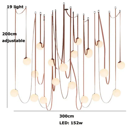Modern copper decorbites glass ball pendant lamp with 19 frosted glass bulbs for dining room lighting