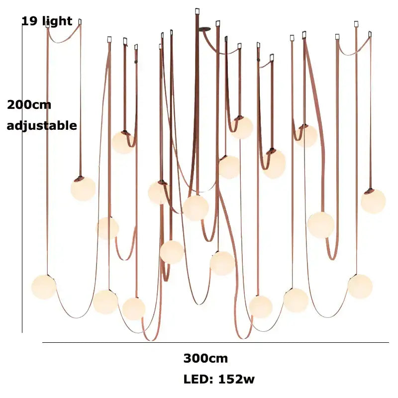 Modern copper decorbites glass ball pendant lamp with 19 frosted glass bulbs for dining room lighting