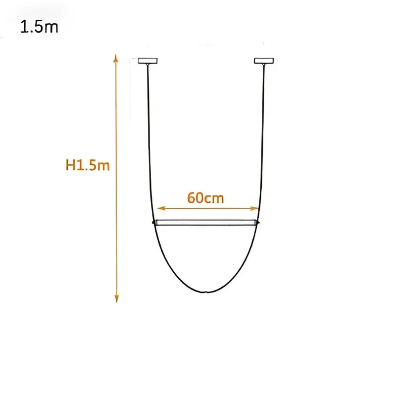Modern copper decorbites leather belt chandelier with 1.5m u-shaped rope and central support bar for dining room