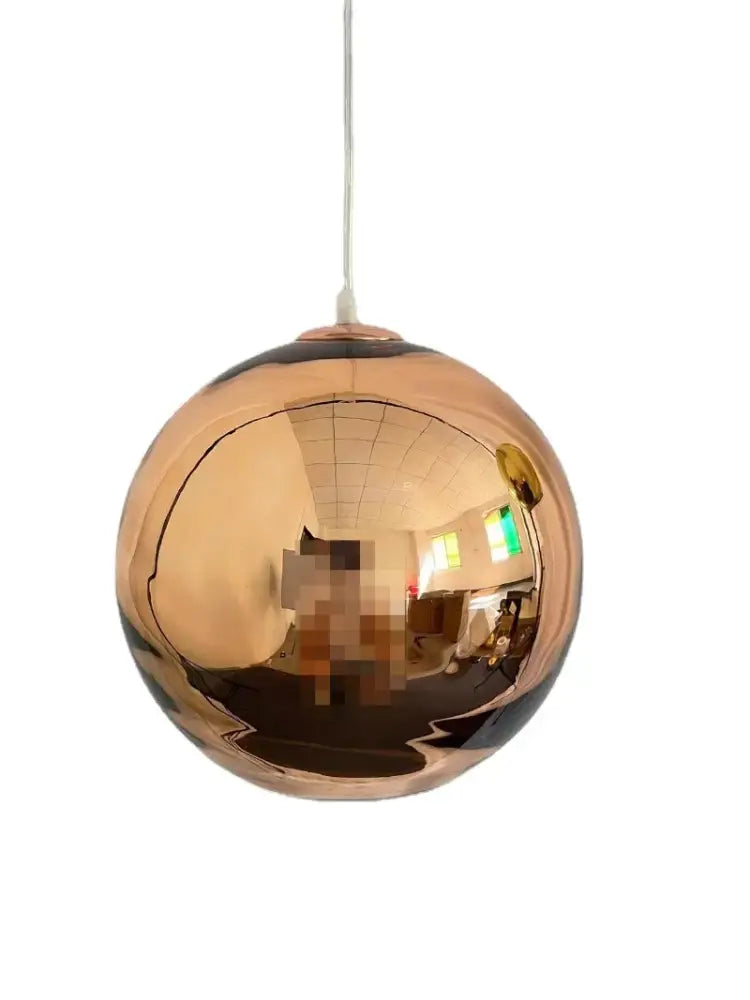Modern copper glass balls pendant light with polished reflective surface ideal for kitchen spherical lighting decorbites glass balls