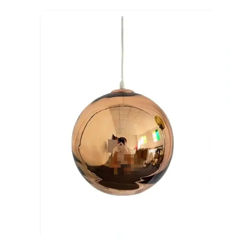 Modern copper glass balls pendant light with polished reflective copper finish spherical decorbites glass balls design