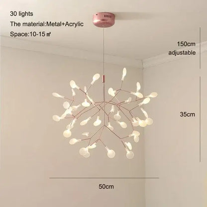 Modern copper heracleum chandelier with 30 frosted acrylic bulbs in rose gold for elegant dining room decor bites heracleum chandelier