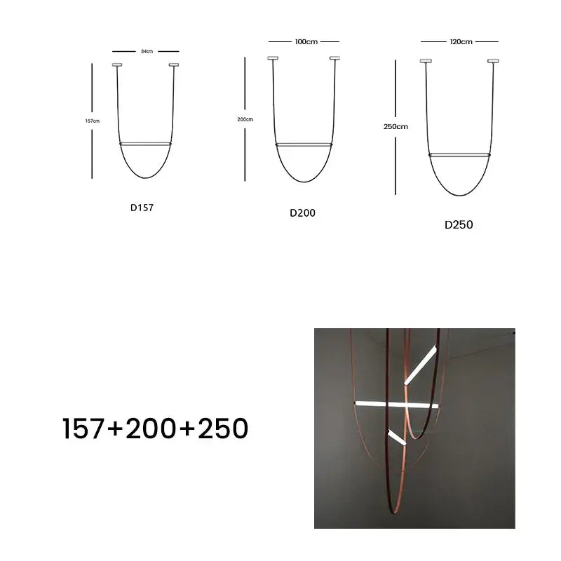 Modern copper leather bell pendant light featuring copper-toned curved metal arms and integrated white led strips
