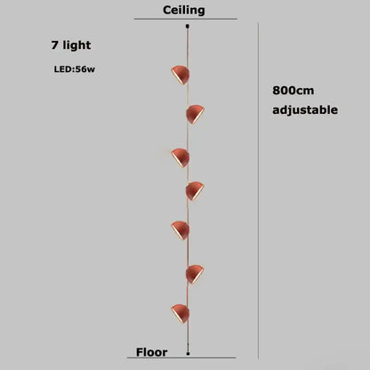 Modern copper led belt chandelier pendant light with seven warm spherical bulbs for living room decorbites pendant light