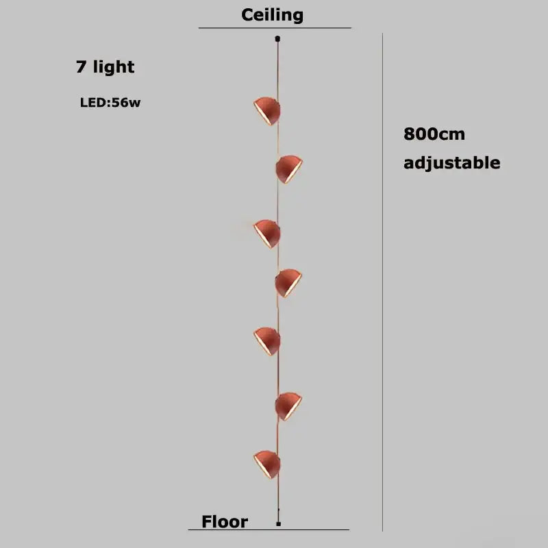 Modern copper led belt chandelier pendant light with seven warm spherical bulbs for living room decorbites pendant light