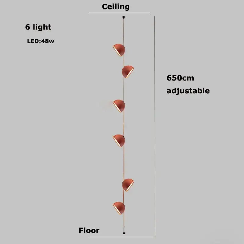 Modern copper pendant light featuring six warm led bulbs on a slender rod dimmable decorbites led belt chandelier