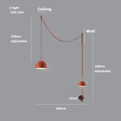 Adjustable copper-toned modern pendant light with dome-shaped shades decorbites led belt chandelier for living room