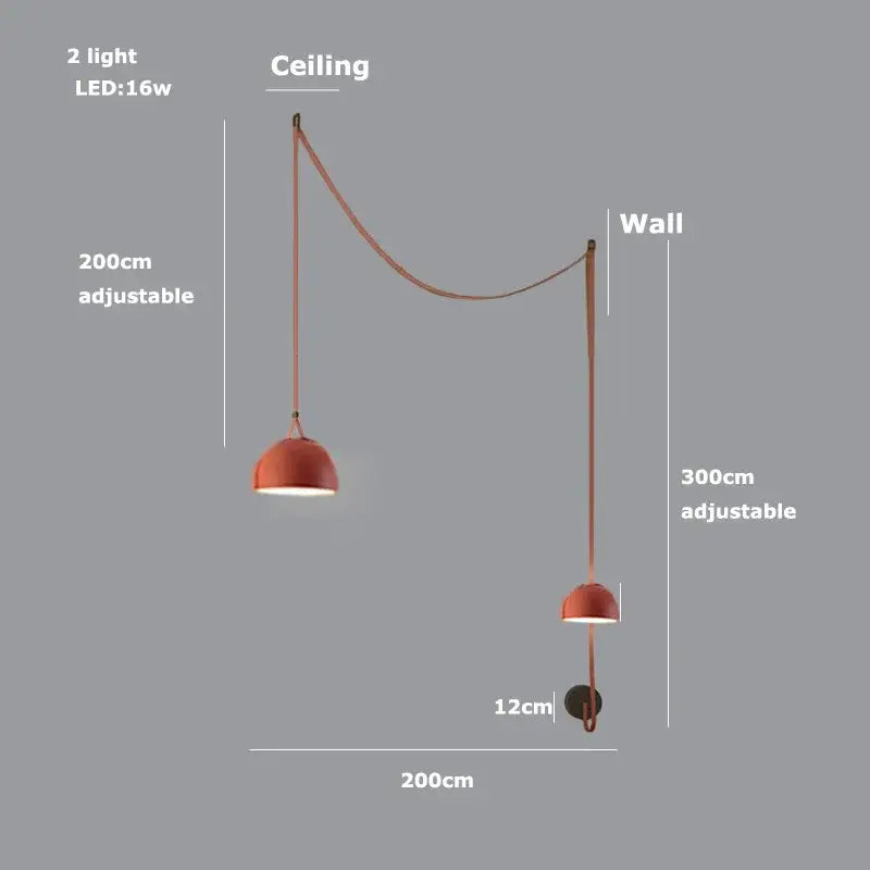 Adjustable copper-toned modern pendant light with dome-shaped shades decorbites led belt chandelier for living room