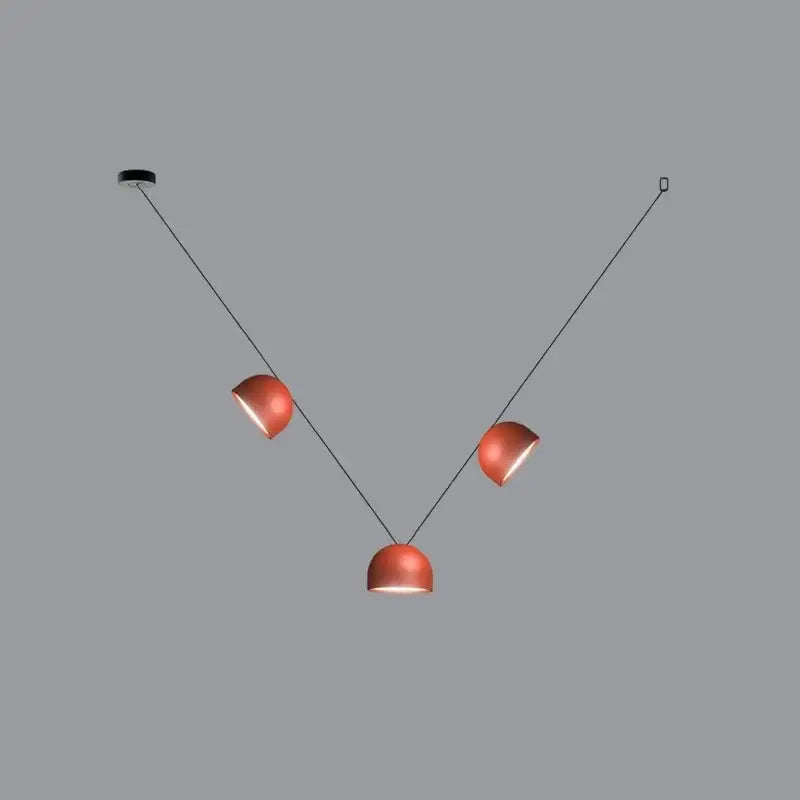 Modern copper tonе pendant light with three domе shades and black cords for living room dimmable decorbites led belt chandelier