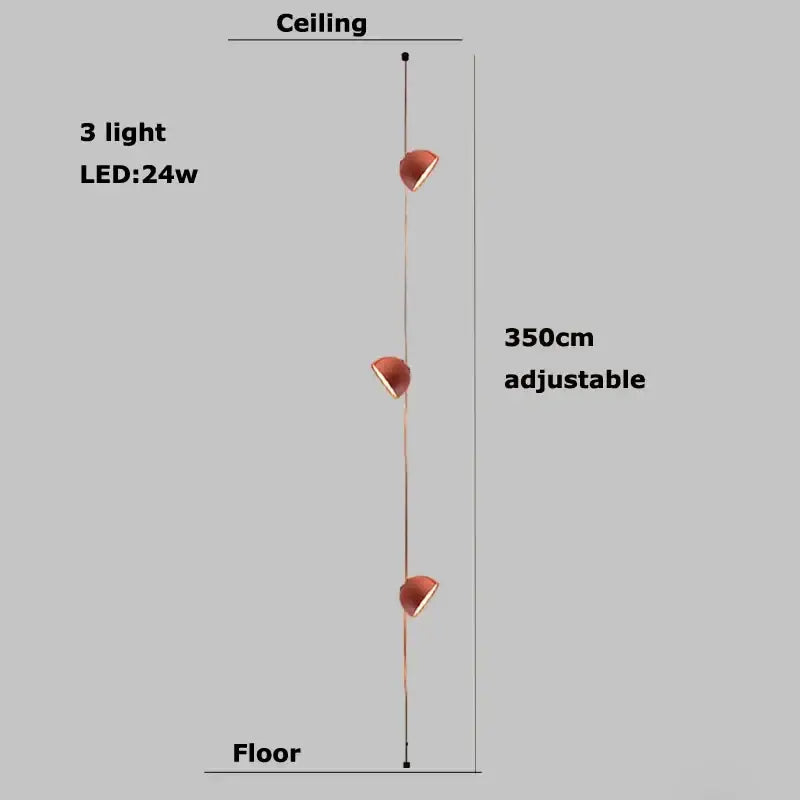 Adjustable 3-light pendant light with copper finish and warm amber shades from decorbites led belt chandelier collection