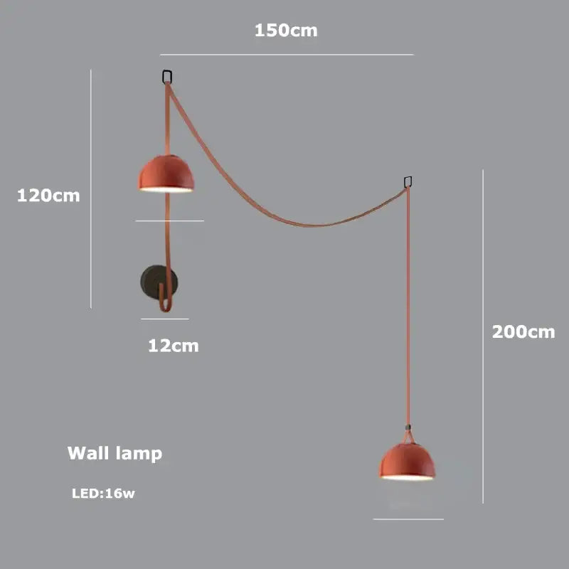 A modern orange copper pendant light with sleek curved cord and minimalist design for decorbites led belt chandelier