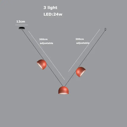 Modern copper pendant light with three adjustable arms and led bulbs in decorbites led belt chandelier style