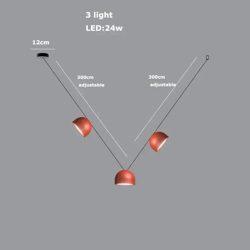 Modern copper pendant light with three adjustable arms and led bulbs in decorbites led belt chandelier style