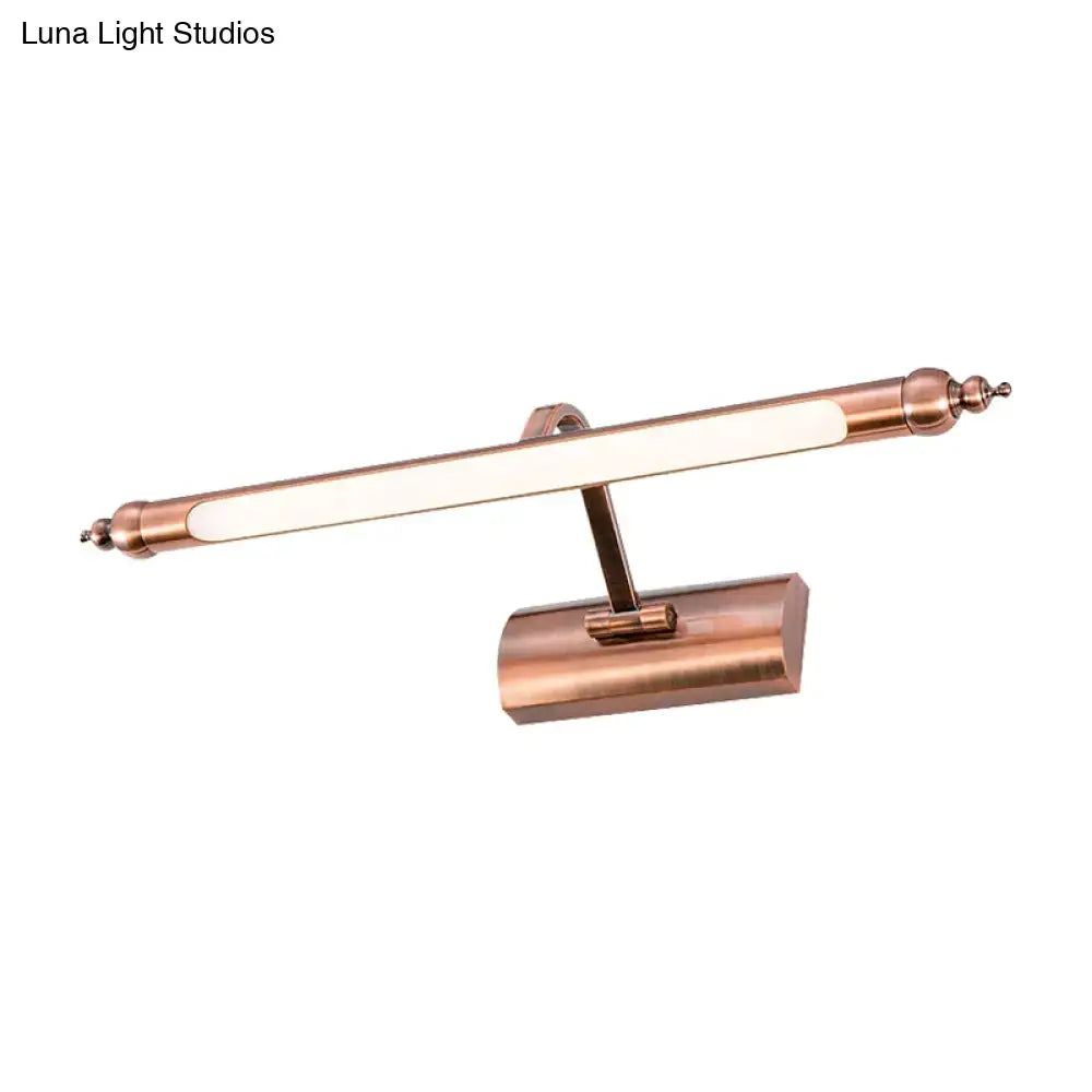 Modern copper linear led bathroom vanity sconce light with copper finish and frosted glass panel vanity sconce light