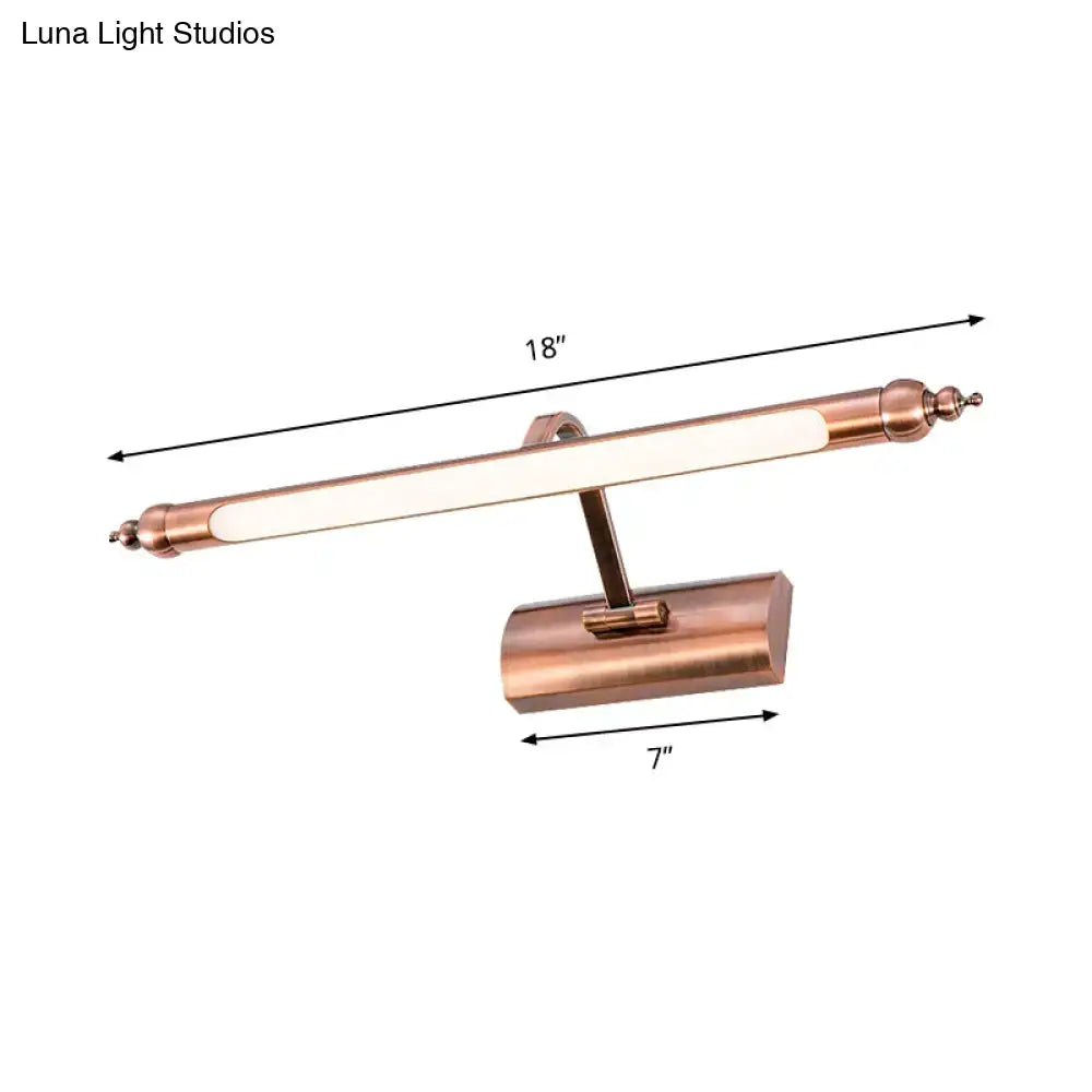 Modern copper linear led bathroom vanity sconce light with copper finish and frosted glass diffuser vanity sconce light