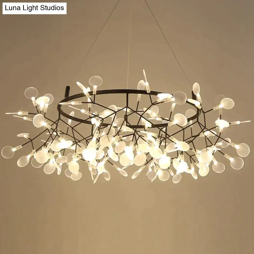 Modern black metal pendant light with tree branch design and white glass globes for dining room led lamp lighting
