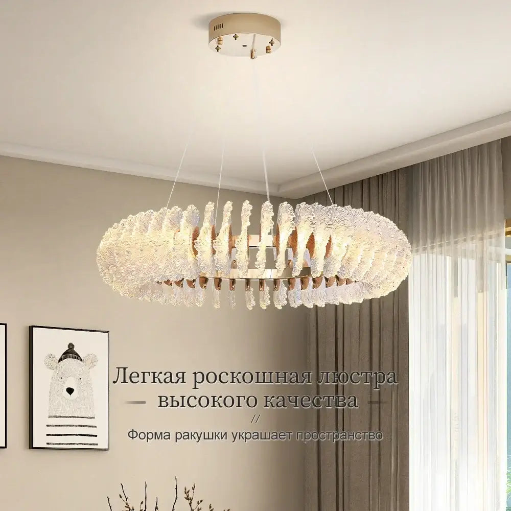 Modern coral flower crystal chandelier with textured translucent crystals and warm metal accents for dining room decorbites coral flower