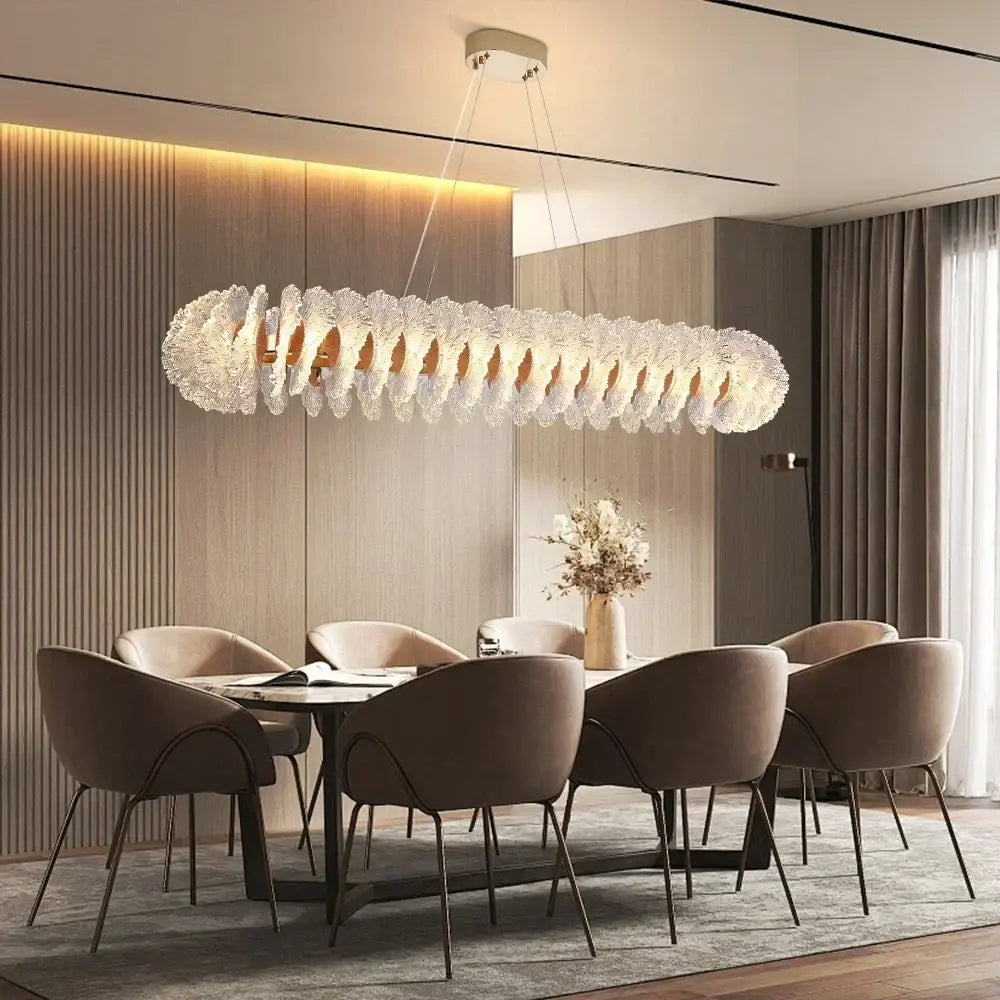 Modern coral flower crystal chandelier featuring clear crystal elements and warm metallic accents for dining room decorbites coral flower