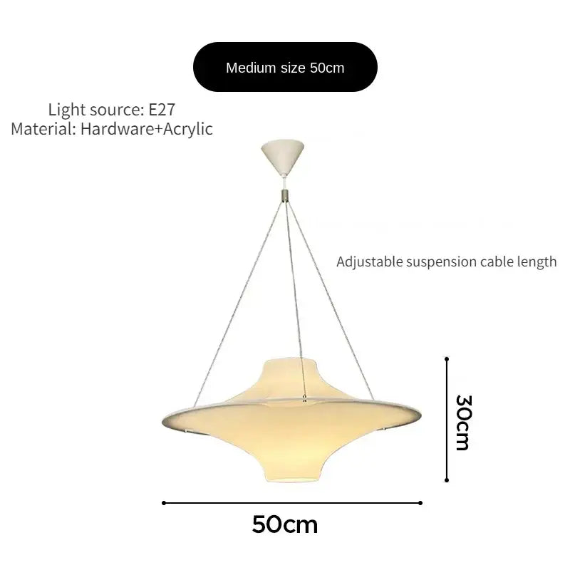 Modern cream acrylic ufo pendant light with sleek acrylic shade and metallic suspension for dining room decorbites cream acrylic