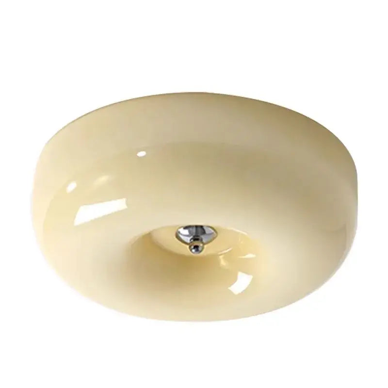Modern cream bauhaus style acrylic ceiling lamp with glossy finish and central chrome fixture for bedroom decorbites ceiling lamp