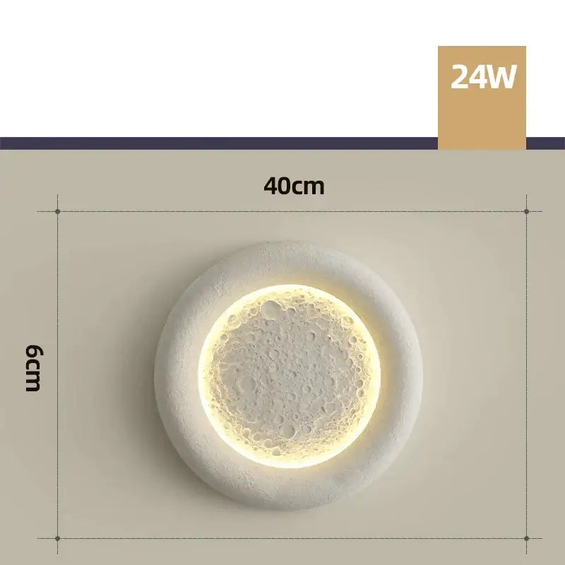 Modern cream breeze moon ceiling lamp with off-white textured concrete surface and warm inner ring light decorbites cream breeze
