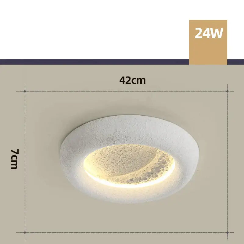 Modern cream breeze moon ceiling lamp featuring a white textured recessed design with warm glowing light decorbites cream breeze