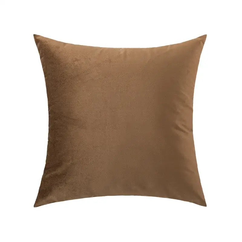 Decorbites brown coffee pillowcase in solid brown velvet with soft plush texture for modern living room decor