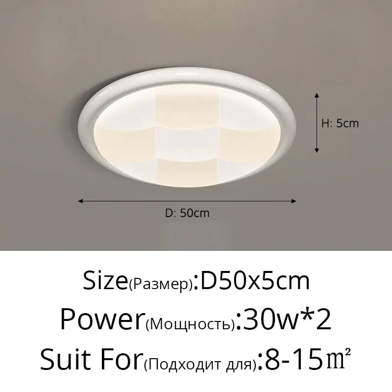 Modern cream geometric led ceiling lights with white oval recessed design and subtle grid diffuser for bedroom lighting