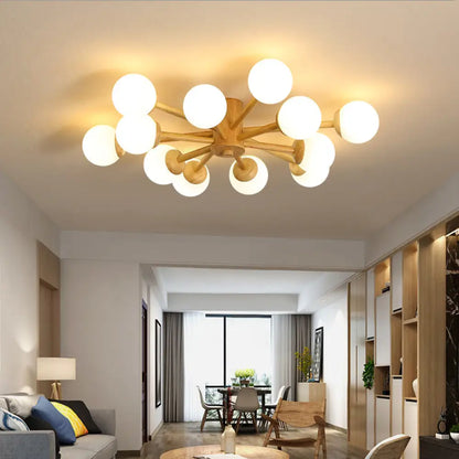 DecorBites™ DecorBites™ Modern Cream Glass Sputnik Flush Mount Ceiling Light for Living Room