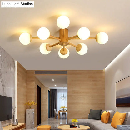DecorBites™ DecorBites™ Modern Cream Glass Sputnik Flush Mount Ceiling Light for Living Room