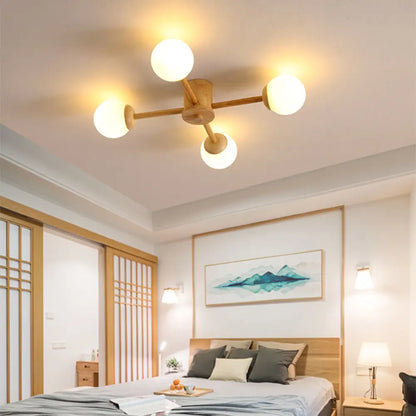 DecorBites™ DecorBites™ Modern Cream Glass Sputnik Flush Mount Ceiling Light for Living Room