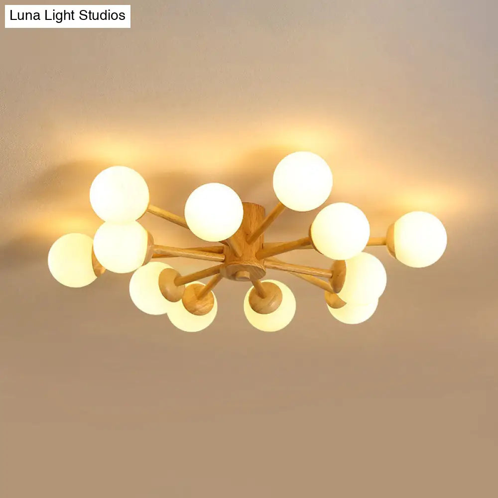 DecorBites™ DecorBites™ Modern Cream Glass Sputnik Flush Mount Ceiling Light for Living Room