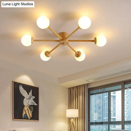 DecorBites™ DecorBites™ Modern Cream Glass Sputnik Flush Mount Ceiling Light for Living Room